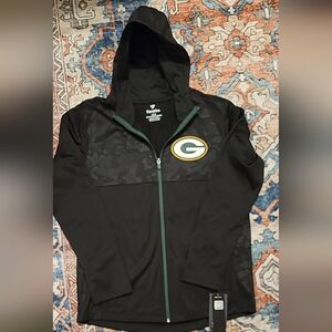 Green Bay Packers Fanatics Zip Up Hooded Jacket Black LG NFL